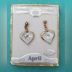 Glass Baron April Birthstone Glass Hearts Pierced Earrings